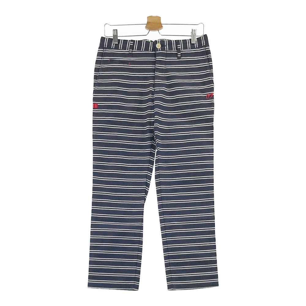 MASTER BUNNY EDITION マスターバニーエディション ストレッチパンツ ボーダー柄 ネイビー系 4 【中古】ゴルフウェア メンズ