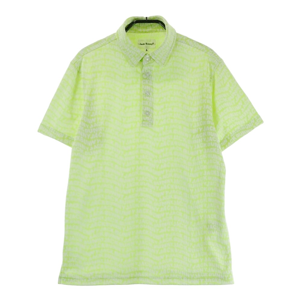 JACK BUNNY ジャックバニー 2022年モデル 半袖ポロシャツ ロゴ 総柄 グリーン系 4 【中古】ゴルフウェア メンズ