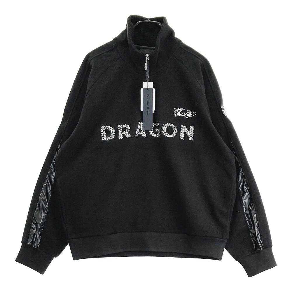 DANCE WITH DRAGON ダンスウィズドラゴン 2023年モデル ハーフジップ長袖トレーナー ブラック系 4 【中古】ゴルフウェア メンズ