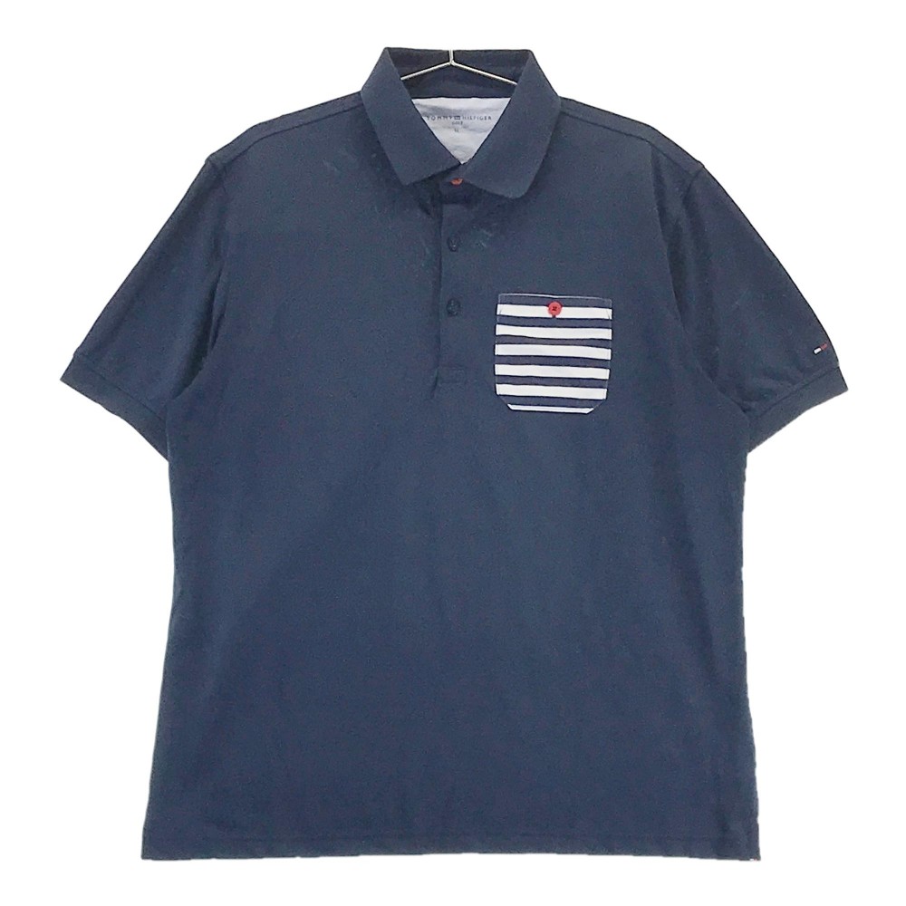 TOMMY HILFIGER GOLF トミー ヒルフィガーゴルフ 半袖 ポロシャツ ネイビー系 LL 【中古】ゴルフウェア メンズ