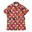 DANCE WITH DRAGON ダンスウィズドラゴン 半袖ポロシャツ 総柄 レッド系 2 【中古】ゴルフウェア メンズ(4)