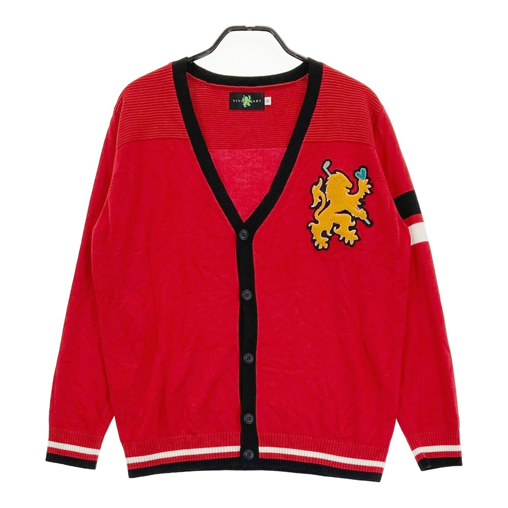 VIVA HEART ビバハート 011-57012 ニットカーディガン レッド系 52 【中古】ゴルフウェア メンズ