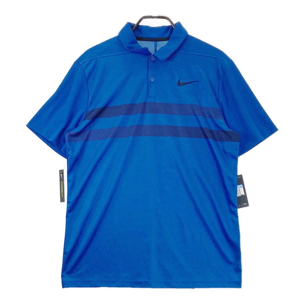NIKE GOLF ナイキゴルフ 半袖ポロシャツ ボーダー柄 ブルー系 M 【中古】ゴルフウェア メンズ