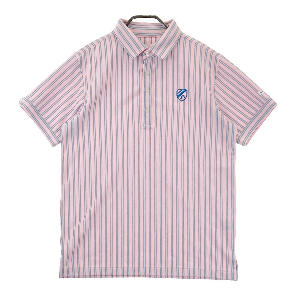 JACK BUNNY ジャックバニー 半袖ポロシャツ ストライプ柄 ピンク系 4 【中古】ゴルフウェア メンズ