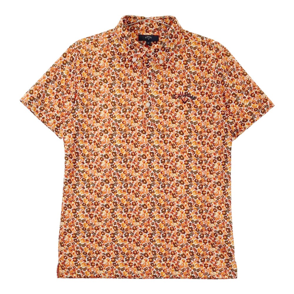 CALLAWAY キャロウェイ 半袖ポロシャツ ボタンダウン 花 総柄 オレンジ系 M 【中古】ゴルフウェア メンズ