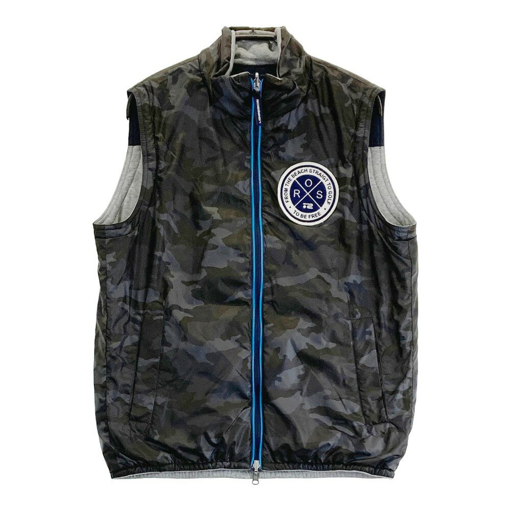 ROSASEN ロサーセン リバーシブル中綿ジップベスト カモフラ柄 カーキ系 L 【中古】ゴルフウェア メンズ