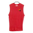 MASTER BUNNY EDITION マスターバニーエディション カシミヤ混 ニットベスト ワッペン レッド系 4 【中古】ゴルフウェア メンズ