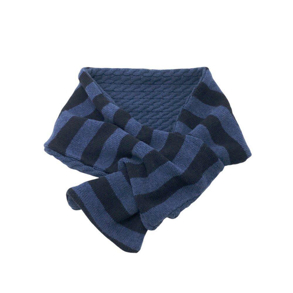 DANCE WITH DRAGON ダンスウィズドラゴン マフラー ボーダー柄 ブルー系 フリー 【中古】ゴルフウェア