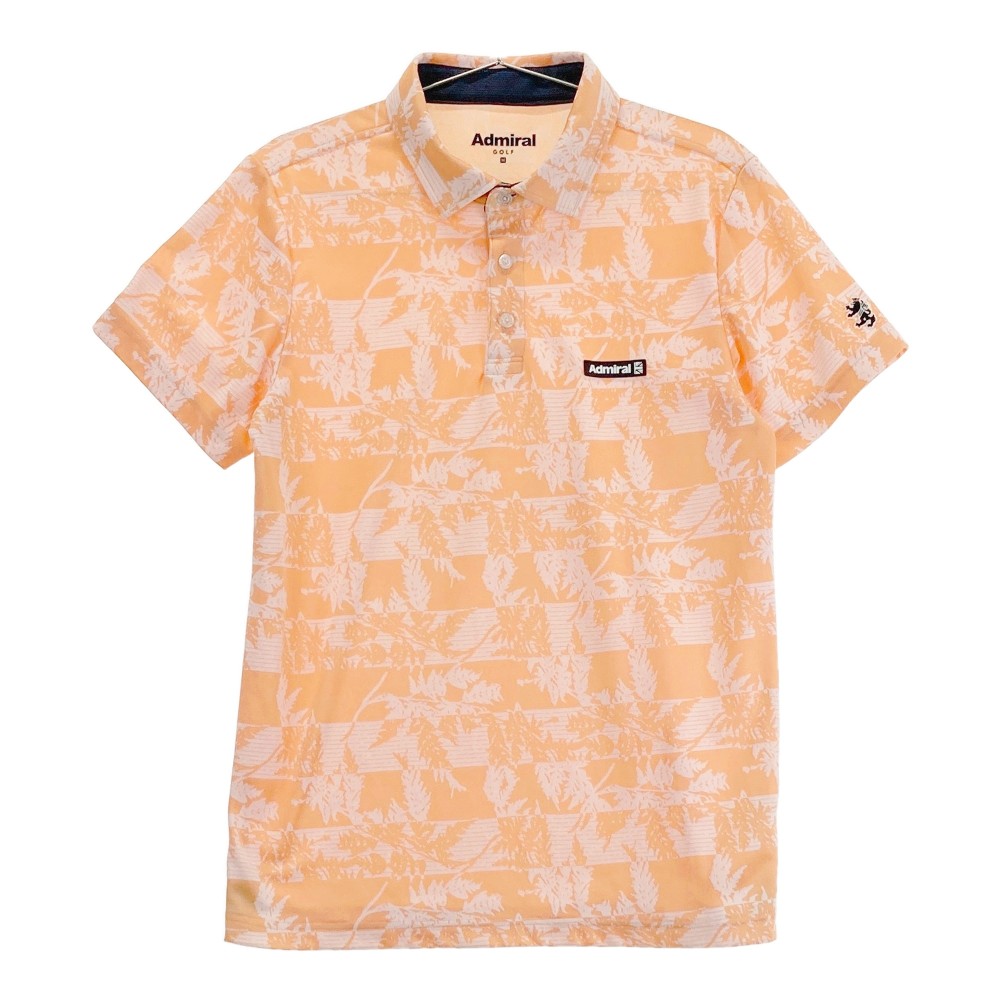 ADMIRAL アドミラル 2023年モデル 半袖 ポロシャツ 総柄 オレンジ系 M 【中古】ゴルフウェア メンズ