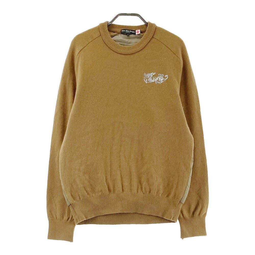 DANCE WITH DRAGON ダンスウィズドラゴン 中綿切替 ウールニットセーター カーキ系 3 【中古】ゴルフウェア メンズ