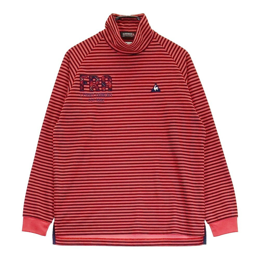 LECOQ GOLF ルコックゴルフ タートルネック 長袖Tシャツ ボーダー柄 レッド系 M 【中古】ゴルフウェア メンズ