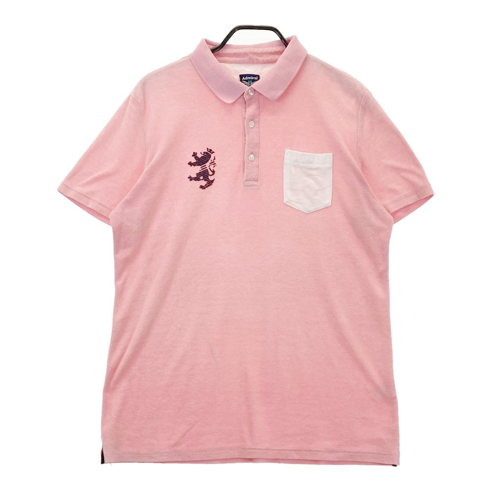 ADMIRAL アドミラル 半袖ポロシャツ パイル地 ピンク系 XL 【中古】ゴルフウェア メンズ