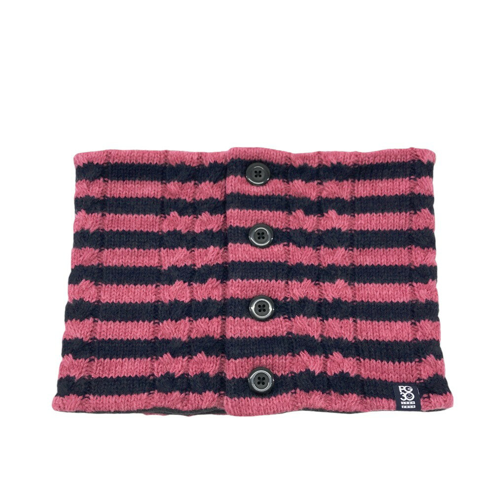 PEARLY GATES パーリーゲイツ 30周年モデル 裏フリース ニット ネックウォーマー ボーダー柄 ピンク系 FR 【中古】ゴルフウェア