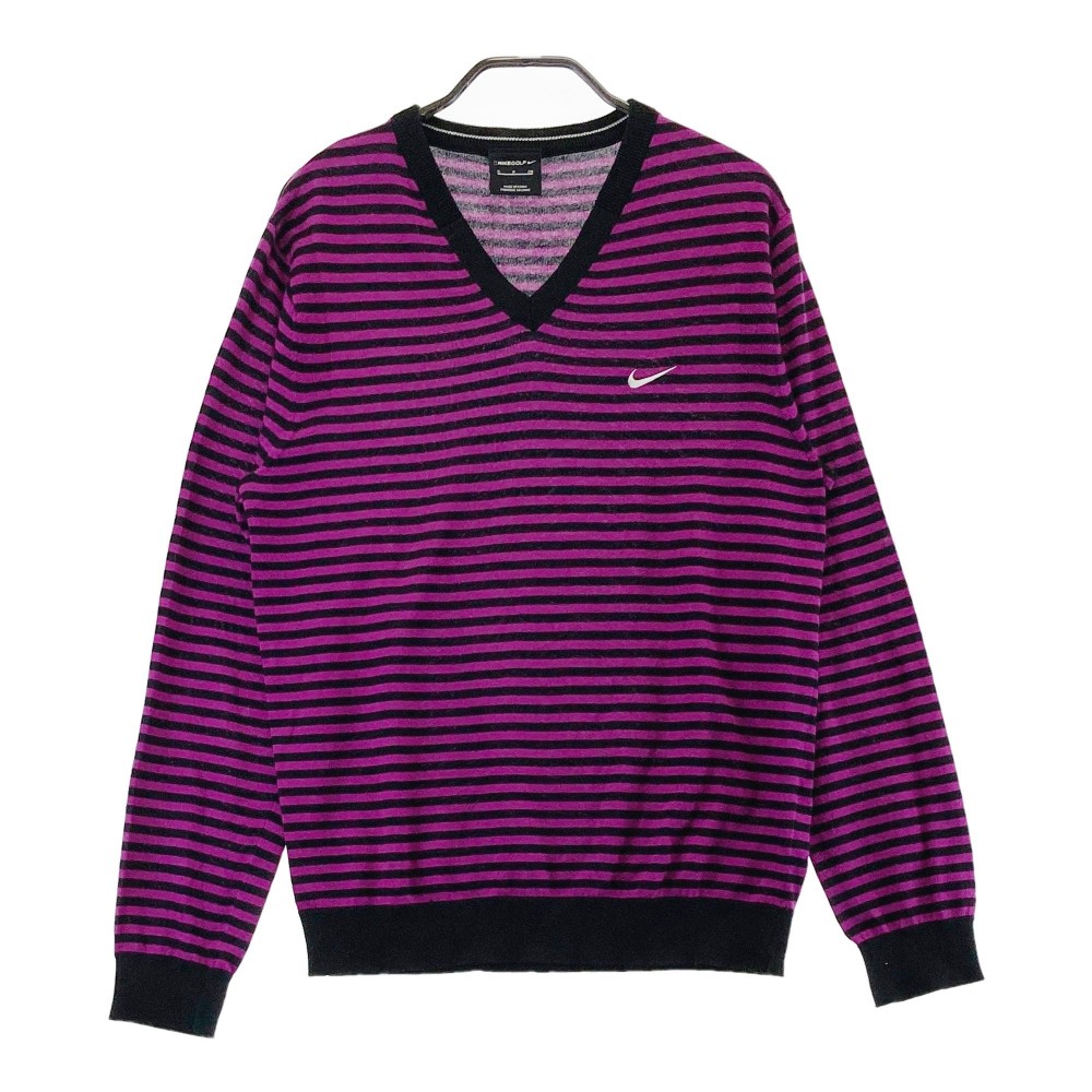 NIKE GOLF ナイキゴルフ ニットセーター ボーダー柄 パープル系 S 【中古】ゴルフウェア メンズ