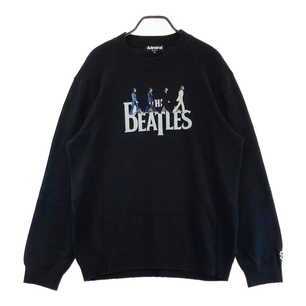 ADMIRAL アドミラル × BEATLES コットン混 ニットセーター ビートルズ ブラック系 XL 【中古】ゴルフウェア メンズ