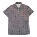 DANCE WITH DRAGON ダンスウィズドラゴン 半袖ポロシャツ 総柄 ブラック系 2 【中古】ゴルフウェア メンズ