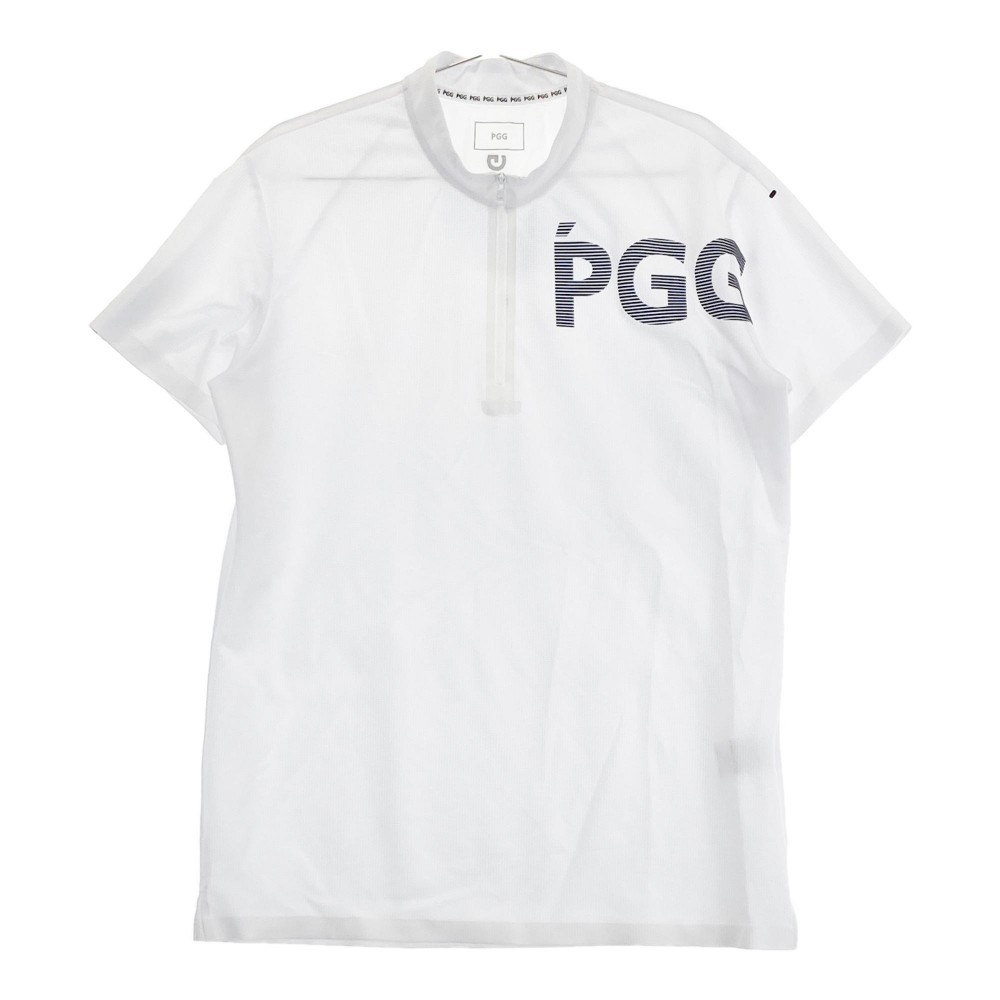 PGG PEARLY GATES パーリーゲイツ 2023年モデル ハーフジップ半袖Tシャツ ホワイト系 6 【中古】ゴルフウェア メンズ