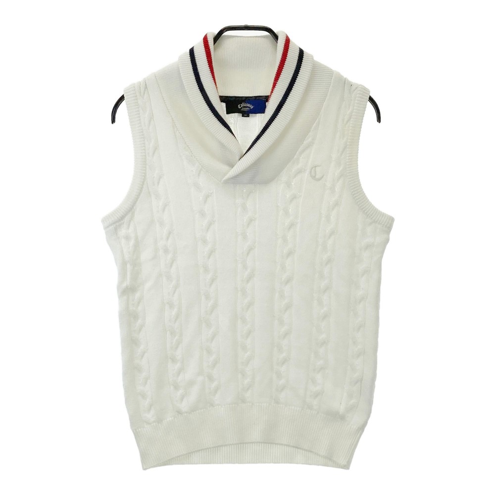 CALLAWAY キャロウェイ 襟付 ニットベスト ホワイト系 M 【中古】ゴルフウェア メンズ