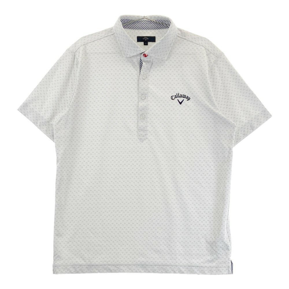 CALLAWAY キャロウェイ 半袖 ポロシャツ 総柄 ホワイト系 LL 【中古】ゴルフウェア メンズ