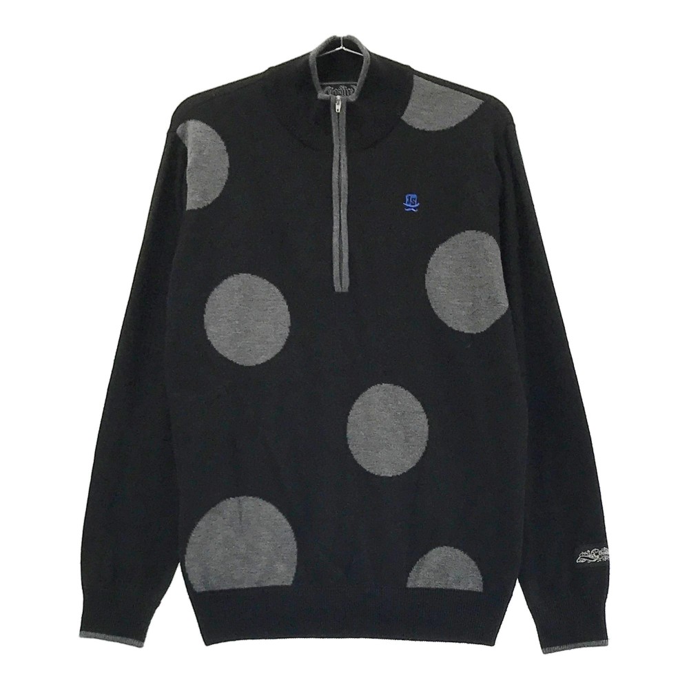 ONESIDER/ワンサイダー ハーフジップニットセーター ドット柄 ブラック系 M 【中古】ゴルフウェア メンズ