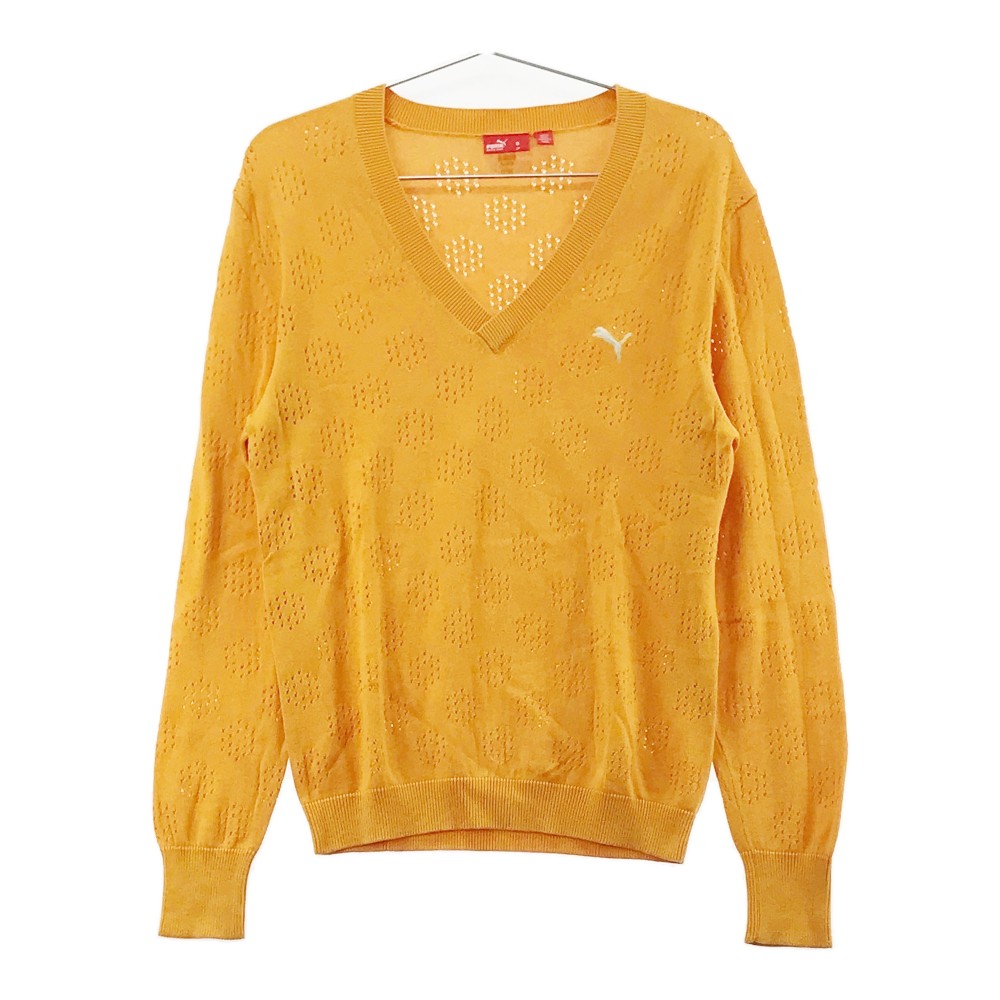 PUMA GOLF プーマゴルフ メッシュニットセーター オレンジ系 S 【中古】ゴルフウェア メンズ