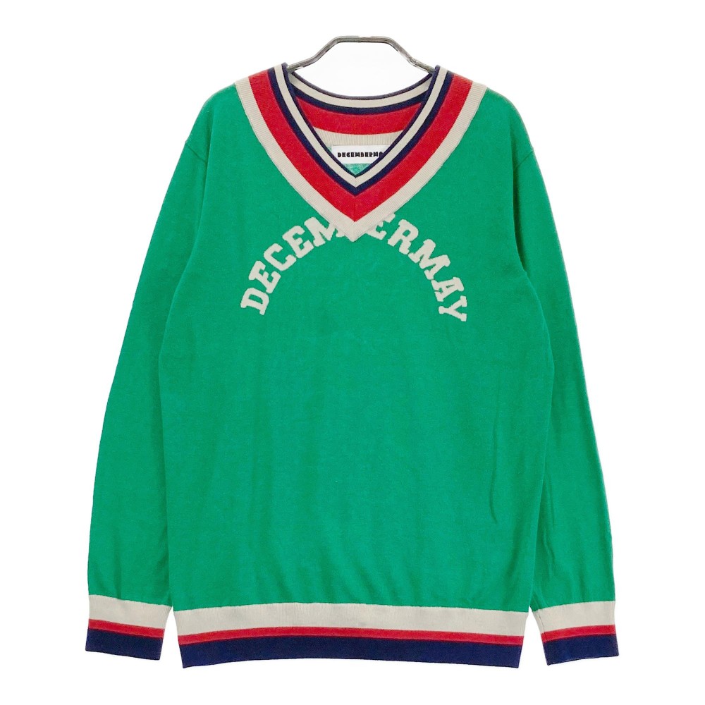 DECEMBERMAY ディセンバーメイ 1-205-1018 Vネック ニットセーター グリーン系 L 【中古】ゴルフウェア メンズ