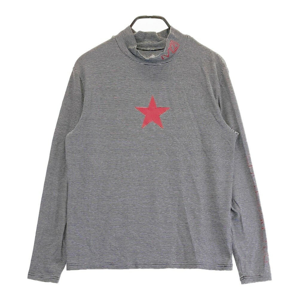 V12 ヴィトゥエルヴ ハイネック 長袖Tシャツ 星 ボーダー柄 ブラック系 M 【中古】ゴルフウェア メンズ