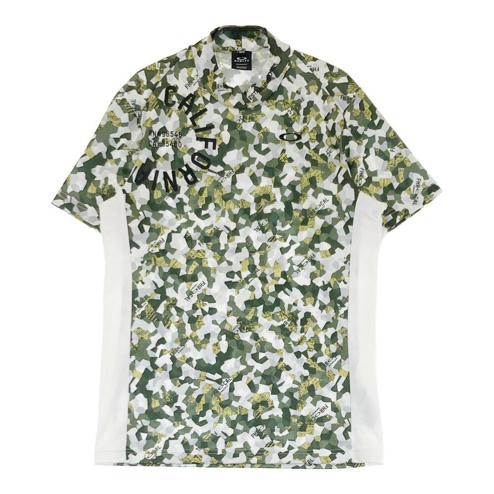 OAKLEY オークリー 2023年モデル FOA405153 ハイネック 半袖 Tシャツ 総柄 ホワイト系 M 【中古】ゴルフウェア メンズ
