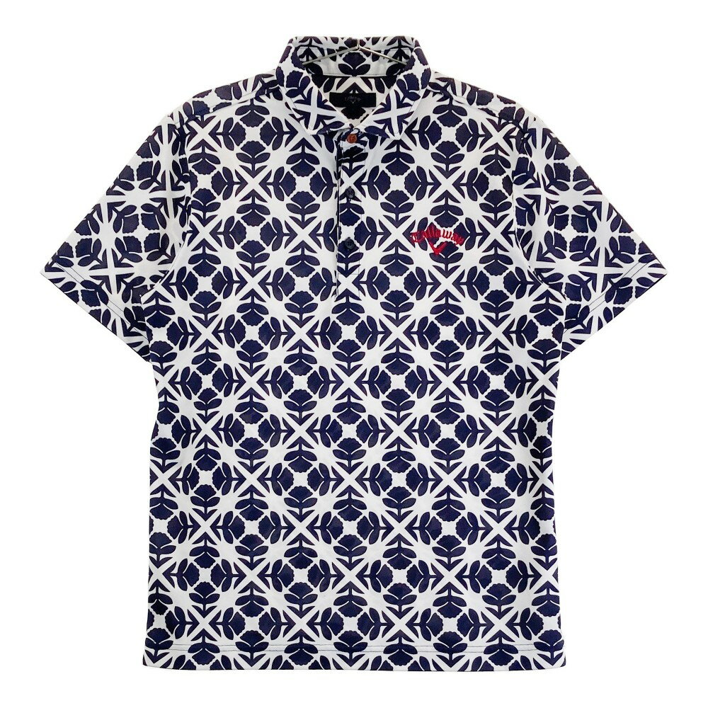 CALLAWAY キャロウェイ 半袖ポロシャツ 花柄 ホワイト系 L 【中古】ゴルフウェア メンズ