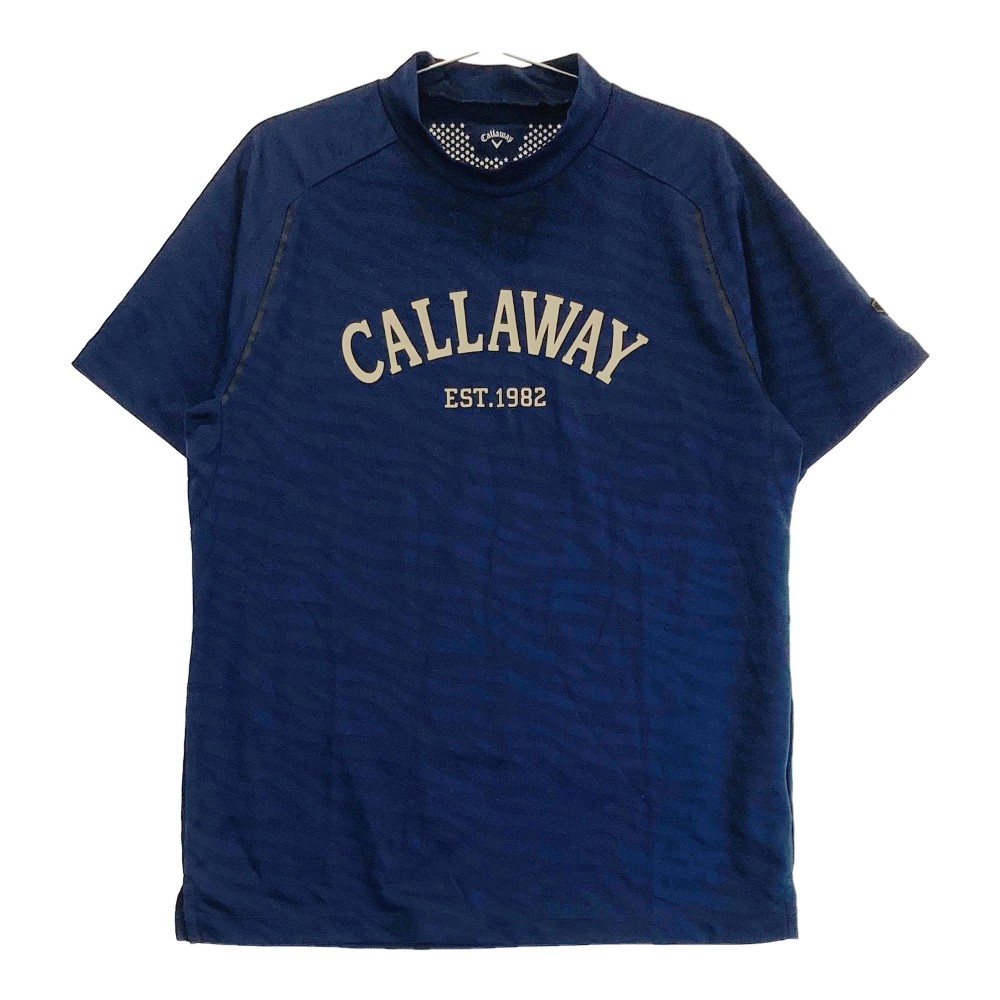 CALLAWAY キャロウェイ 2023年モデル ハイネック 半袖Tシャツ ゼブラ柄 ネイビー系 L 【中古】ゴルフウェア メンズ