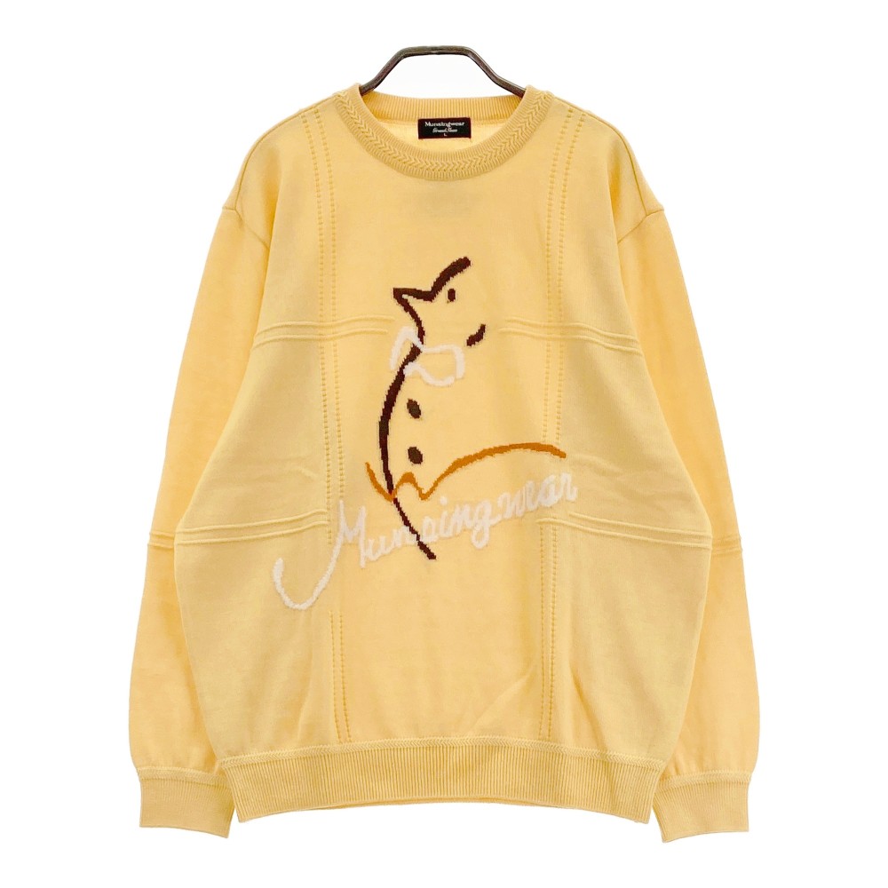 MUNSING WEAR マンシングウェア 長袖ニットセーター ビッグペンギン イエロー系 L 【中古】ゴルフウェア メンズ
