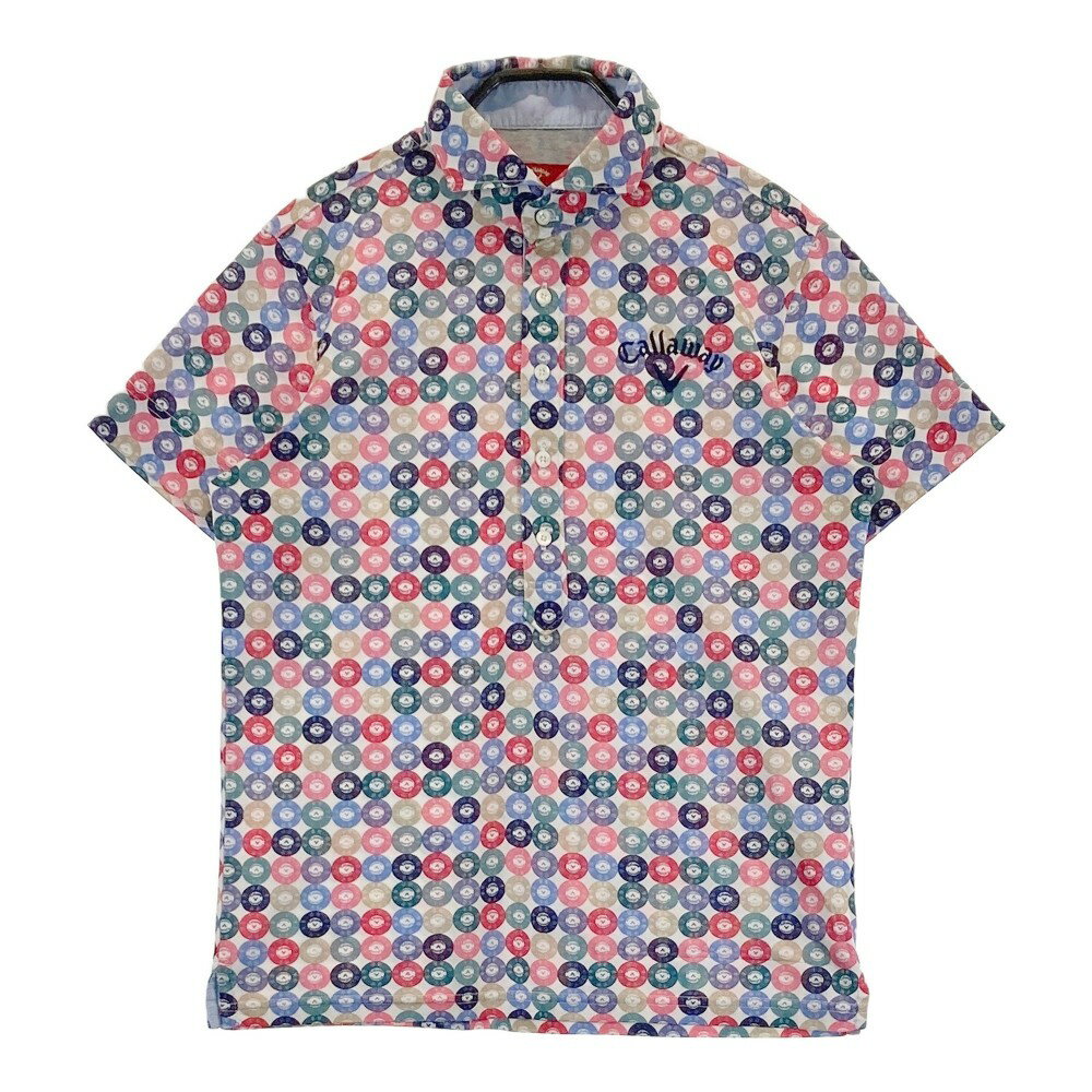 CALLAWAY キャロウェイ 半袖ポロシャツ 総柄 ホワイト系 M 【中古】ゴルフウェア メンズ