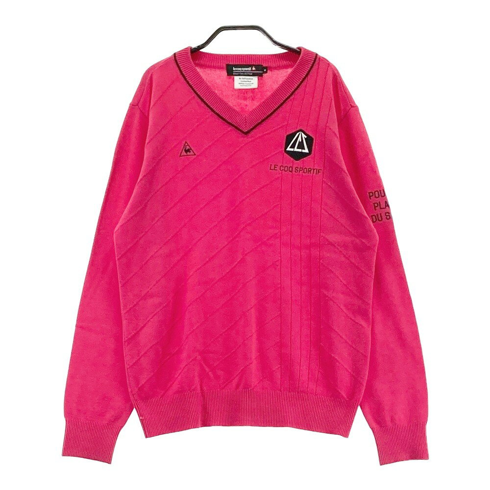 LECOQ GOLF ルコックゴルフ ウール混 Vネック ニットセーター ピンク系 M 【中古】ゴルフウェア メンズ