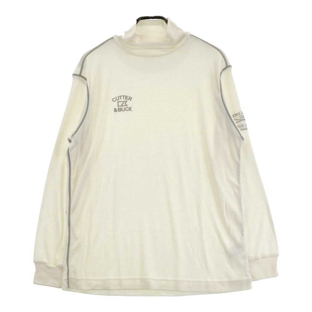 CUTTER&BUCK カッターアンドバック ハイネック 長袖Tシャツ ボーダー柄 ホワイト系 LL 【中古】ゴルフウェア メンズ