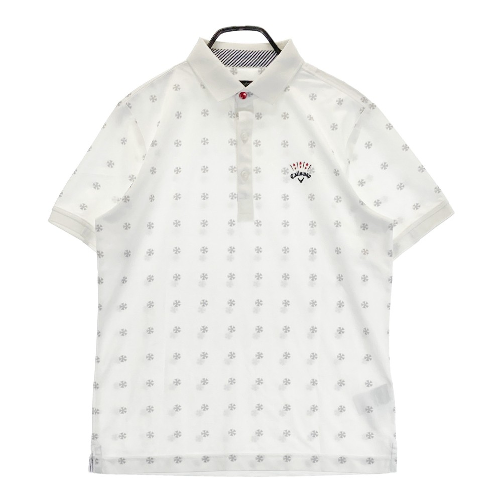 CALLAWAY - CALLAWAY キャロウェイ 半袖ポロシャツ 総柄 ホワイト系 L 【中古】ゴルフウェア メンズ