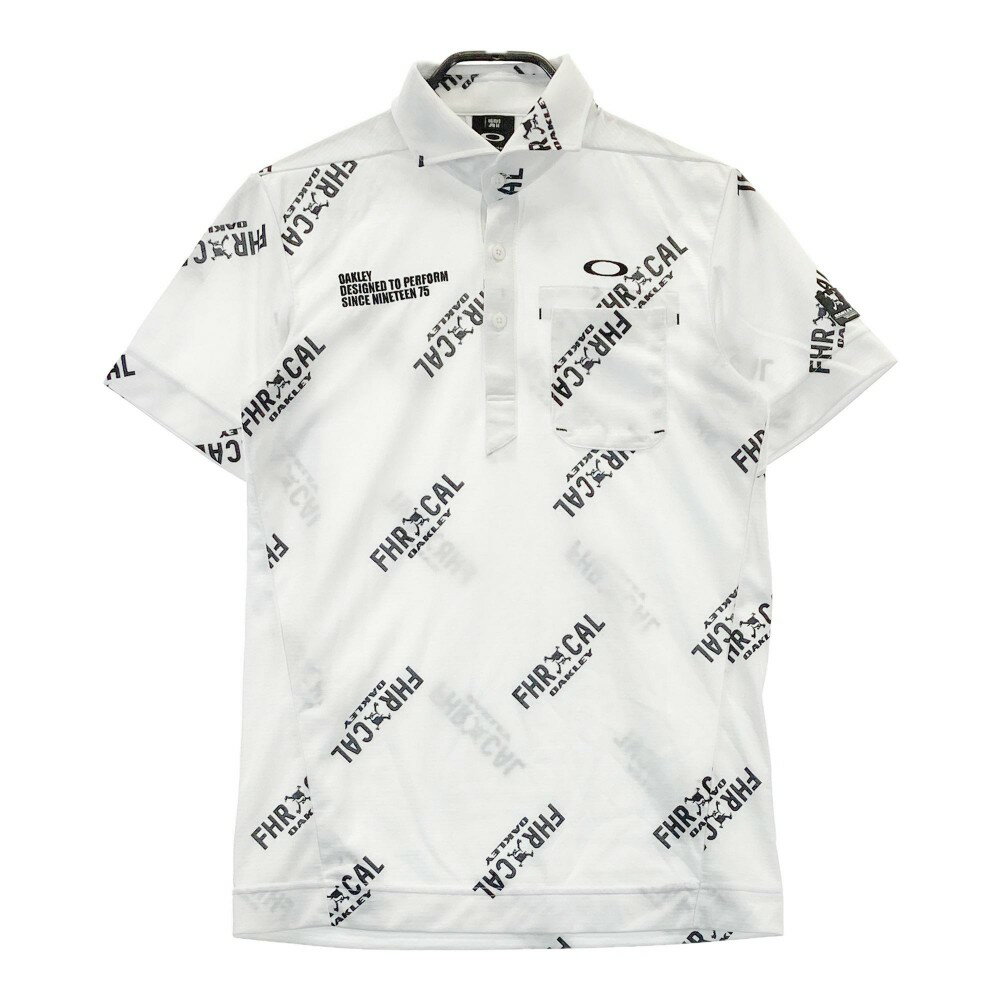 OAKLEY オークリー 434396JP 半袖ポロシャツ 総柄 ホワイト系 M 【中古】ゴルフウェア メンズ