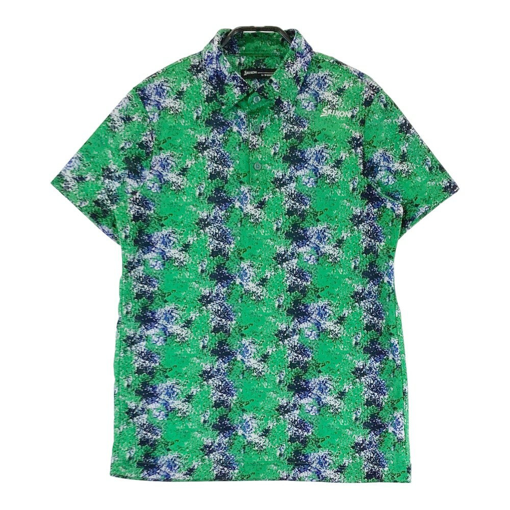 SRIXON スリクソン by DESCENTE 2023年モデル 半袖ポロシャツ 総柄 グリーン系 M 【中古】ゴルフウェア メンズ