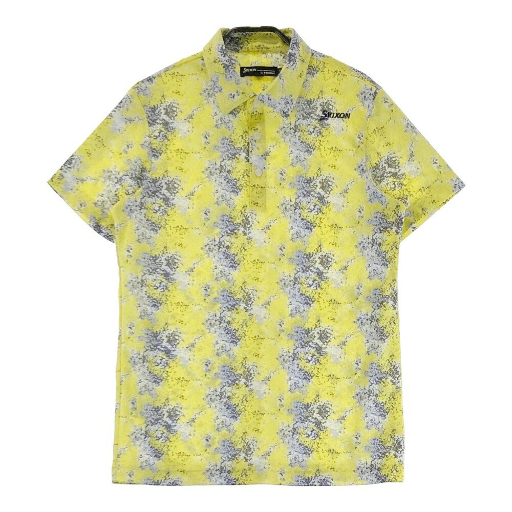 SRIXON スリクソン by DESCENTE 2023年モデル 半袖ポロシャツ 総柄 イエロー系 M 【中古】ゴルフウェア メンズ
