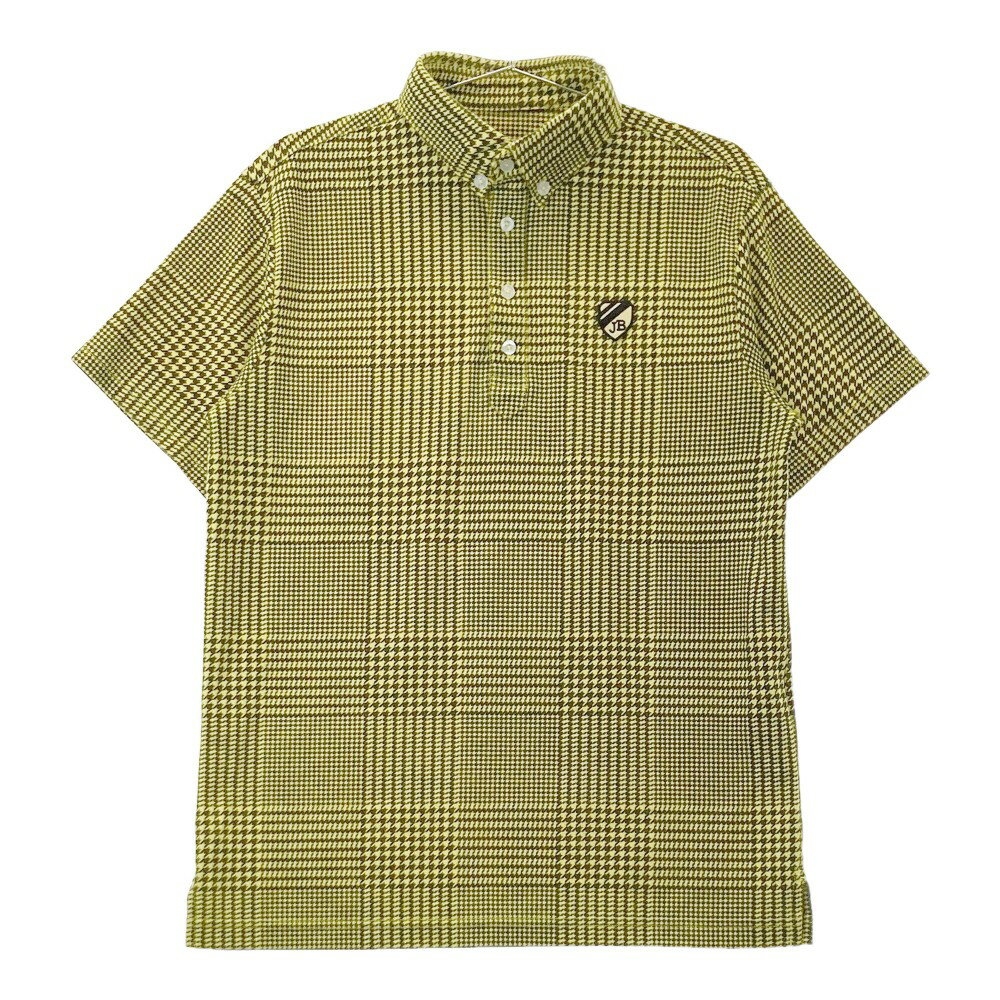 JACK BUNNY ジャックバニー 半袖ポロシャツ ボタンダウン 千鳥柄 イエロー系 4 【中古】ゴルフウェア メンズ