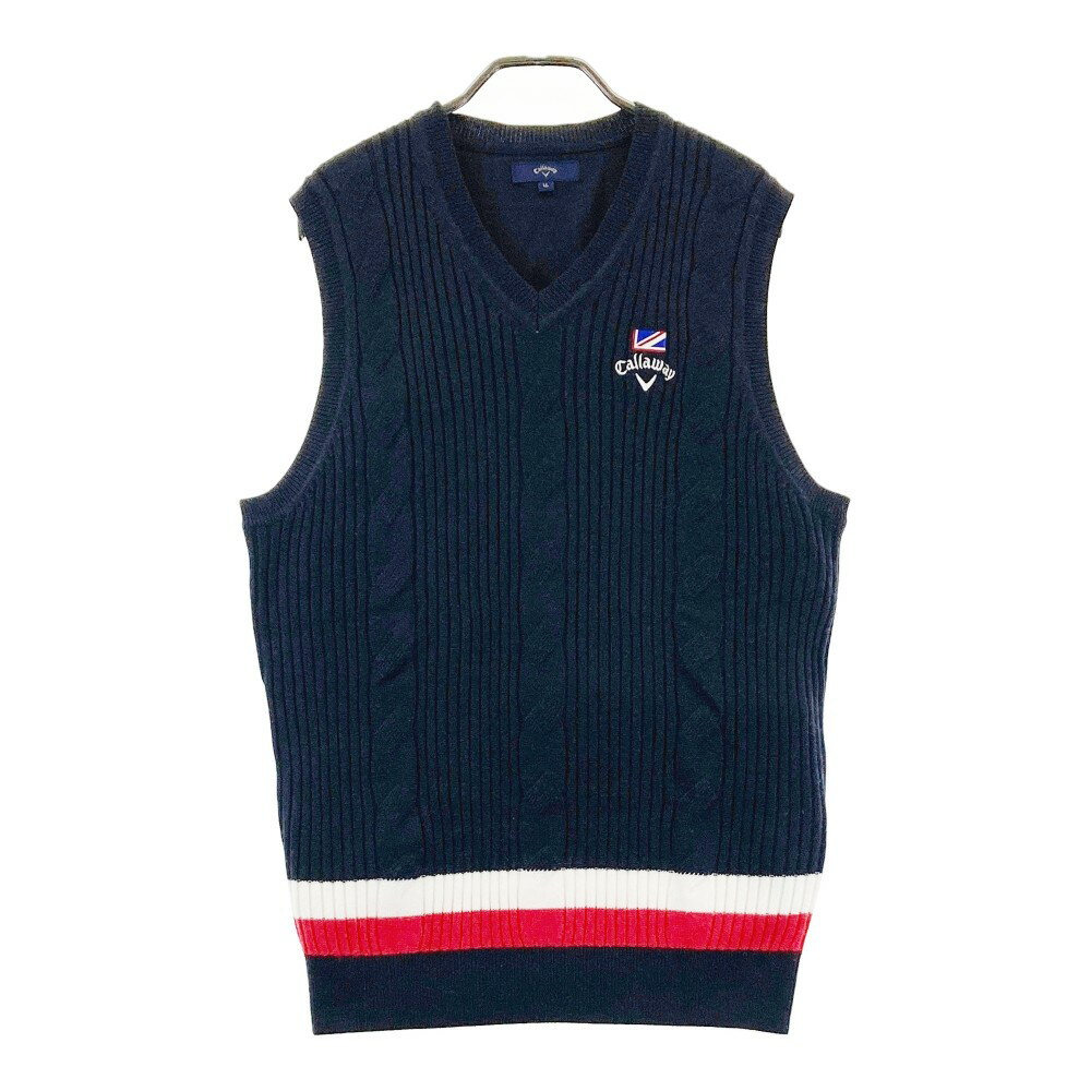 CALLAWAY キャロウェイ ニットベスト ネイビー系 LL 【中古】ゴルフウェア メンズ