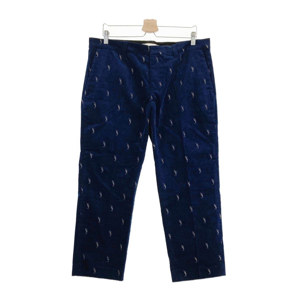 MARK&LONA マークアンドロナ コーデュロイパンツ スカル総柄 ネイビー系 XL 【中古】ゴルフウェア メンズ