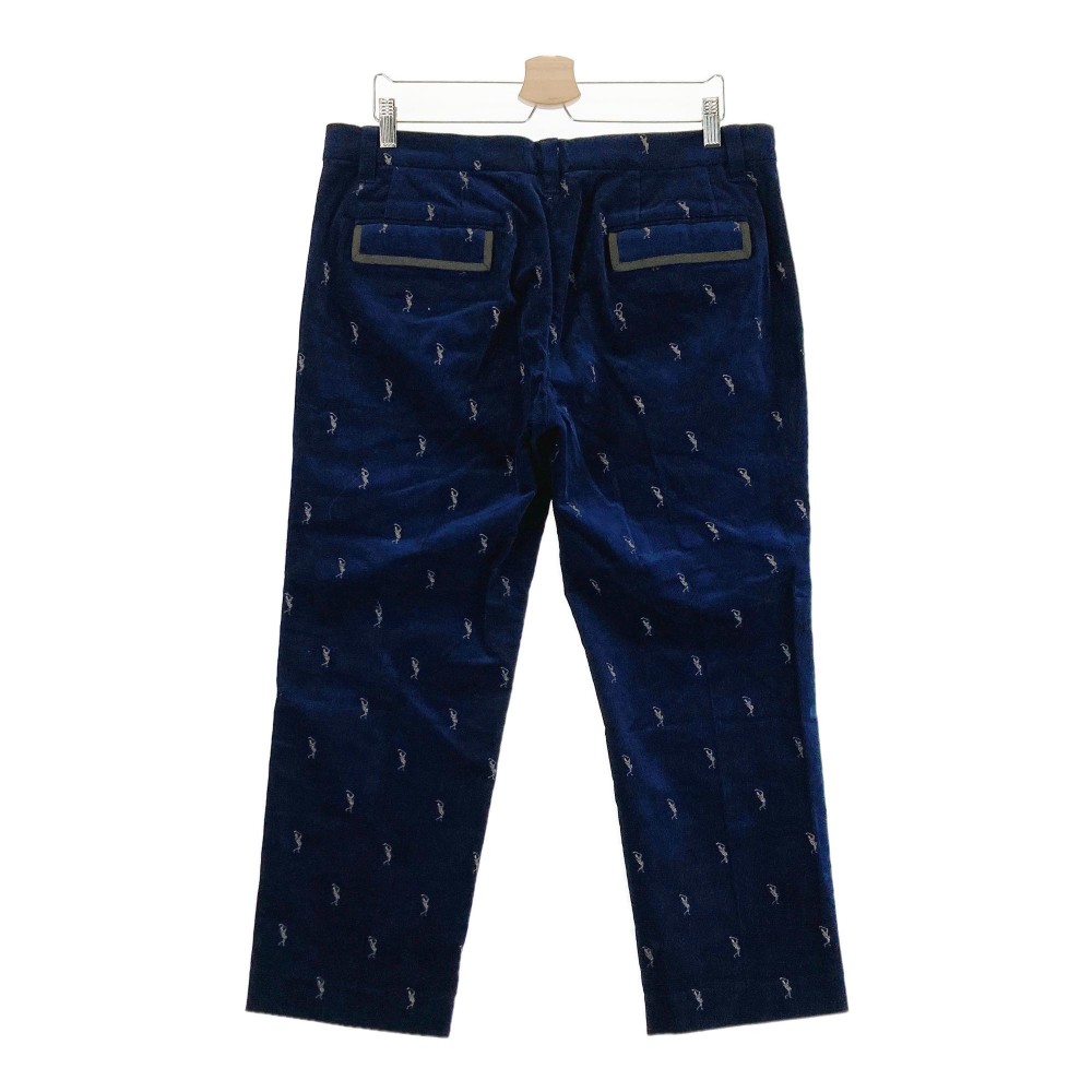 MARK&LONA マークアンドロナ コーデュロイパンツ スカル総柄 ネイビー系 XL 【中古】ゴルフウェア メンズ
