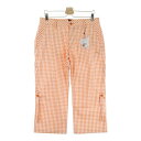 PUMA GOLF プーマゴルフ クロップドパンツ シアサッカー ギンガムチェック柄 オレンジ系 85 【中古】ゴルフウェア メンズ(4)