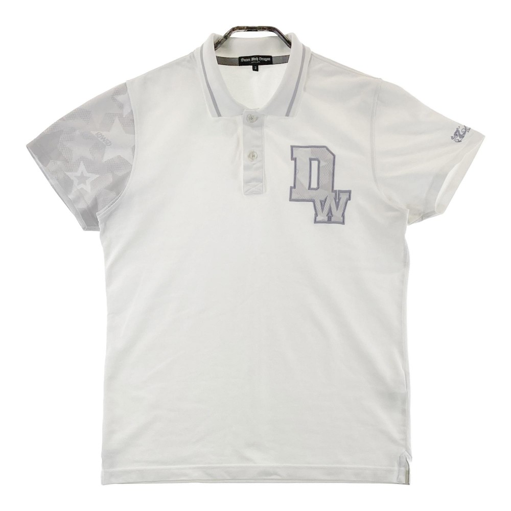 DANCE WITH DRAGON ダンスウィズドラゴン 半袖ポロシャツ ドラゴン刺繍 ホワイト系 3 【中古】ゴルフウェア メンズ
