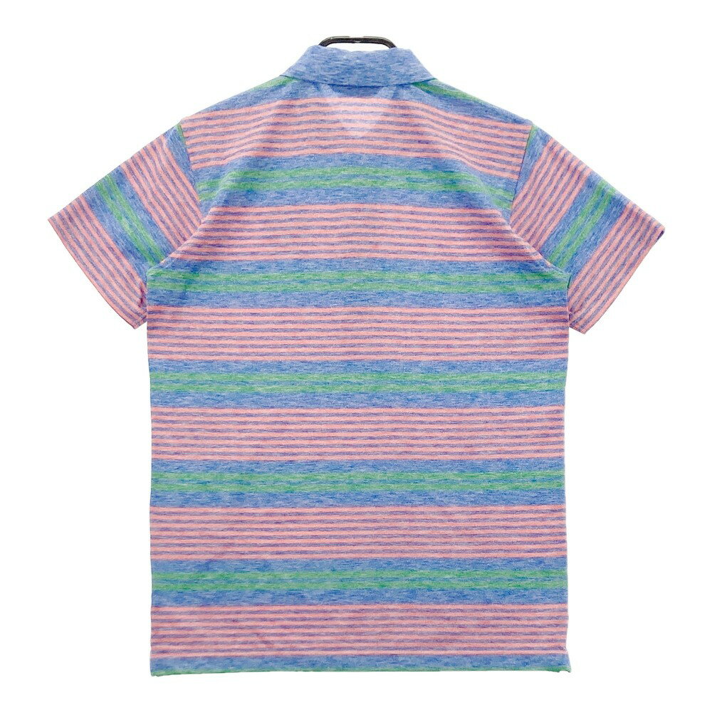 AND PER SE アンパスィ 9717MS/X7 半袖ポロシャツ ロゴ ワッペン ボーダー柄 ブルー系 M 【中古】ゴルフウェア メンズ