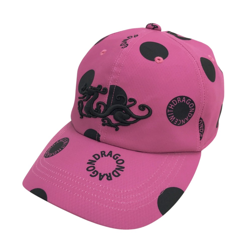 DANCE WITH DRAGON ダンスウィズドラゴン キャップ ドット柄 ピンク系 F 【中古】ゴルフウェア