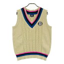 PEARLY GATES パーリーゲイツ ニットベスト ケーブル編み イエロー系 4 【中古】ゴルフウェア メンズ