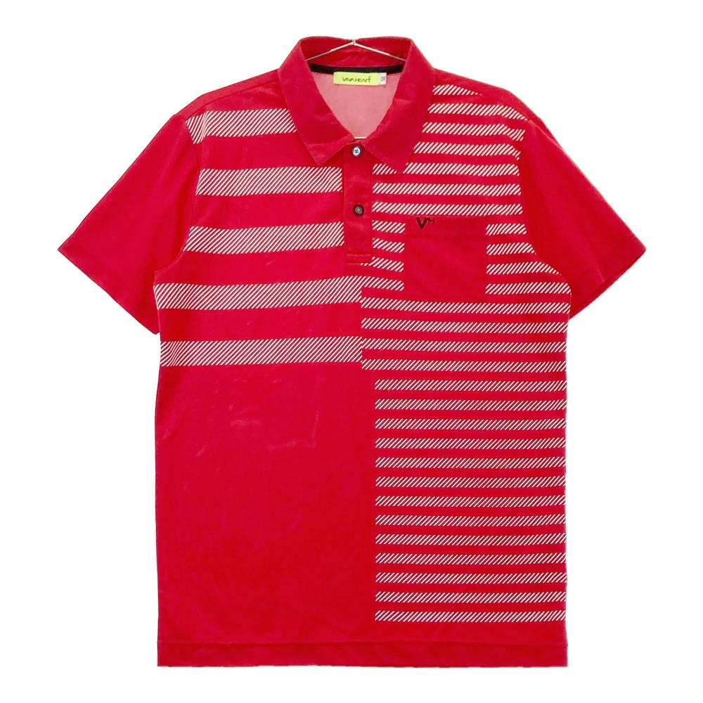 VIVA HEART ビバハート 半袖ポロシャツ ボーダー柄 レッド系 50 【中古】ゴルフウェア メンズ