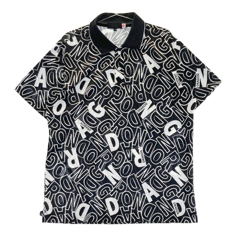 DANCE WITH DRAGON ダンスウィズドラゴン 2023年モデル 半袖ポロシャツ 総柄 ブラック系 4 【中古】ゴルフウェア メンズ