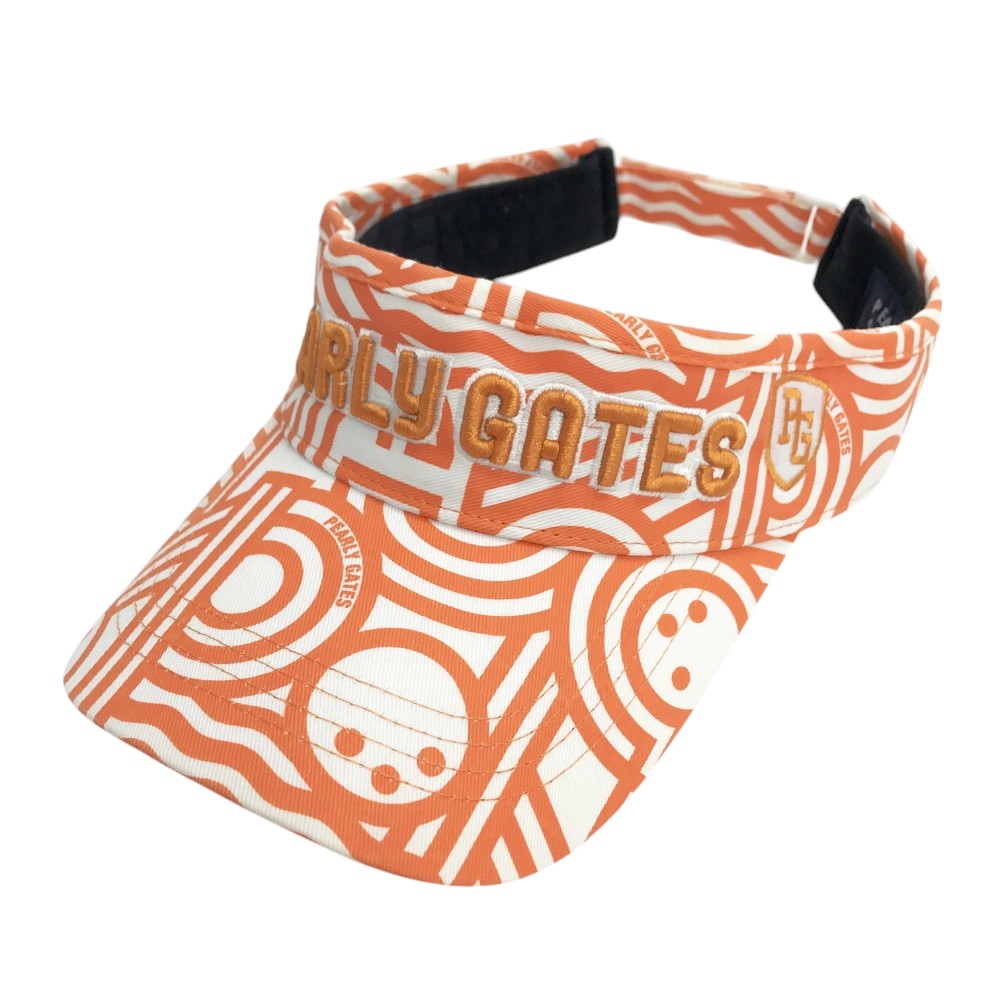 PEARLY GATES パーリーゲイツ サンバイザー 総柄 オレンジ系 FR 【中古】ゴルフウェア